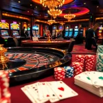Engaging scene of kèo nhà cái betting excitement with casino tables and chips.