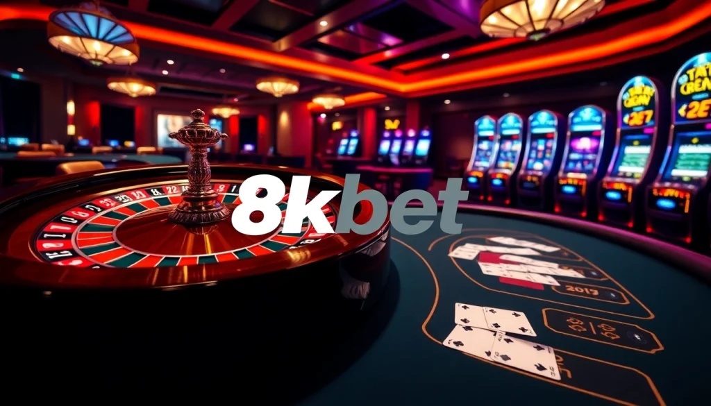 Experience the thrill of betting at 8kbet with a vibrant casino atmosphere filled with rich visuals.
