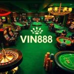 Enticing casino scene showcasing VIN88 with thrill of winning at poker and roulette.