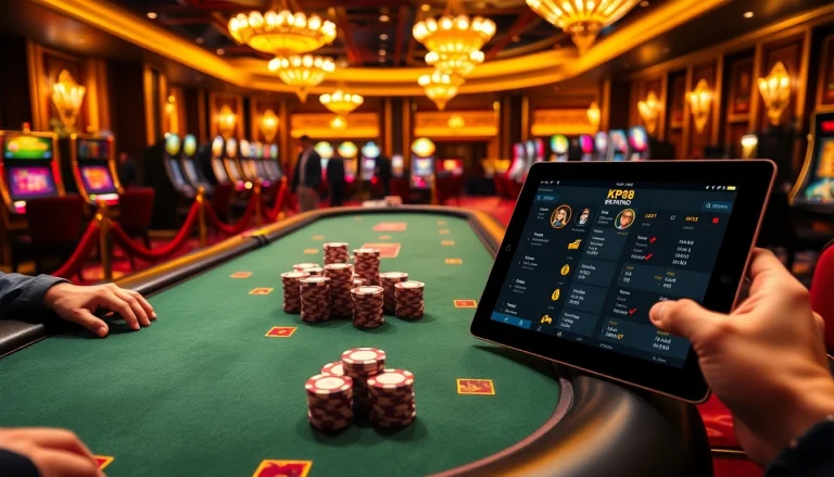 Players engaging in a thrilling poker game while using KP88 for advanced betting strategies.