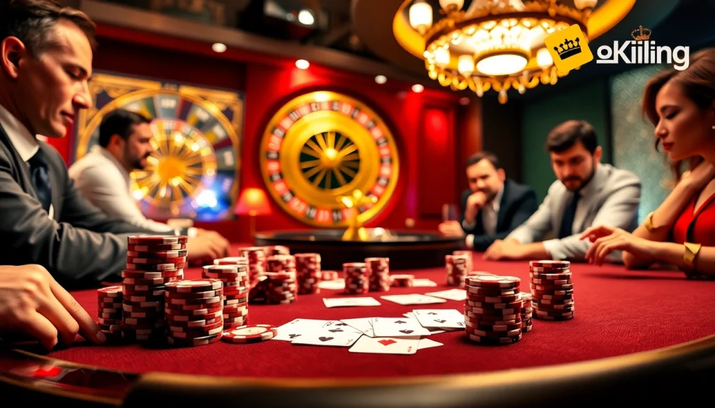 Experience intense poker action at https://okkingok.net/, showcasing luxury gaming elements and strategic gameplay.