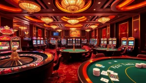 Experience the thrill of gaming at trang xx88 with a luxurious casino setting capturing poker and roulette.