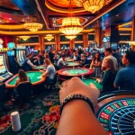 Kwin-themed casino game scene showcasing excitement at the blackjack and poker tables.