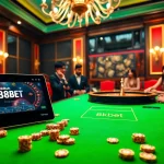 Experience the thrill of 8kbet đăng nhập as players engage at a premium casino table surrounded by excitement.