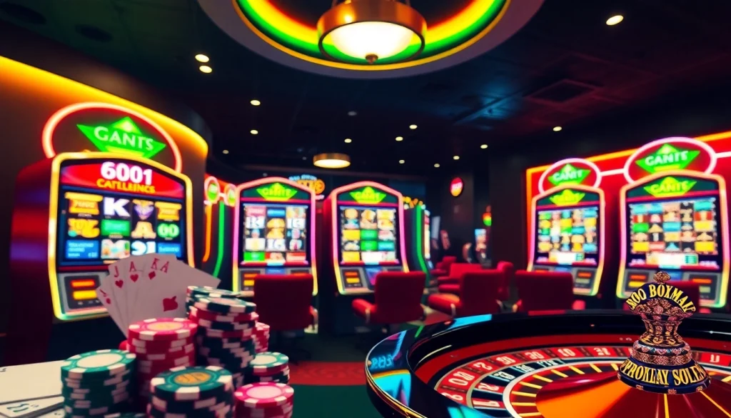 Play thrilling games on 6slots8 com, featuring vibrant slot machines and poker elements.