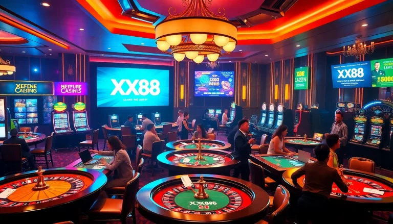 Players enjoying a thrilling gambling experience at XX88 casino tables filled with excitement.