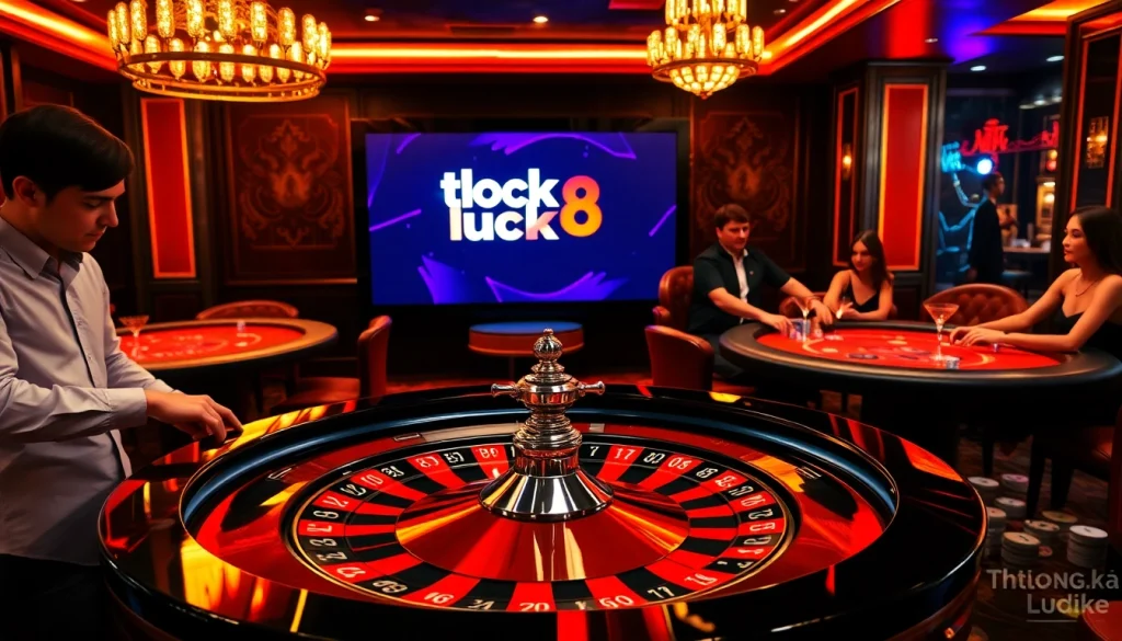 Experience the thrill of gambling at the trang chủ luck8 with vibrant roulette games and excited players.
