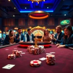 Fb88 online casino scene with poker chips and roulette wheel, capturing the excitement of gambling.
