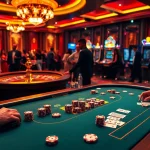 Intensely engaged players at a professional poker table in a luxurious casino, highlighting dh88 excitement.
