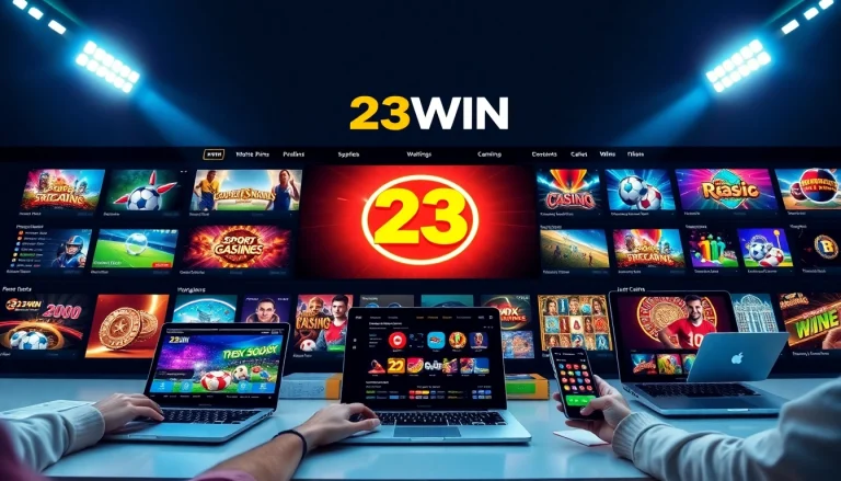 Engaging interface of 23WIN showcasing diverse gambling options, illustrating a modern online gaming experience.