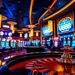 Experience the excitement of U888 with vibrant casino games and stylish gaming decor.