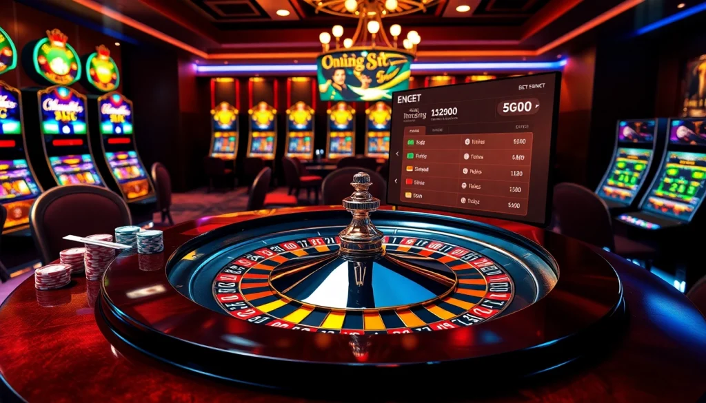 Experience high-stakes excitement at https://king882026.com/ with a luxury casino scene showcasing roulette, poker chips, and slot machines.