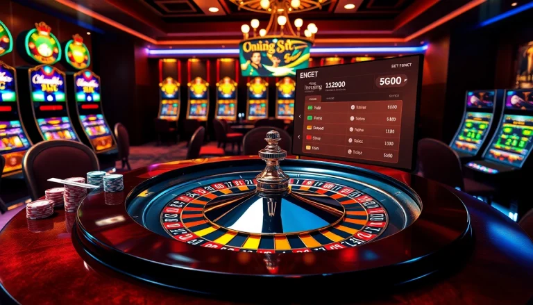 Experience high-stakes excitement at https://king882026.com/ with a luxury casino scene showcasing roulette, poker chips, and slot machines.