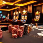 High-stakes poker action unfolds at a luxurious casino table while showcasing the hay.win gaming experience.