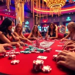 Players enjoying a high-stakes game at SODO66 casino, surrounded by vibrant poker chips and cards.