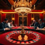 Players engaged in thrilling gameplay at KJC's luxurious roulette table in an upscale casino.