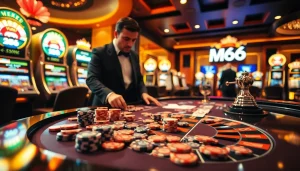 Exciting casino scene featuring roulette and poker elements showcasing MB66.