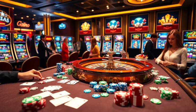 Experience the excitement of nk88-zeno.top at a luxurious casino table with vibrant poker chips.