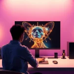 AI NSFW image generator in a sleek modern workspace with photorealistic visuals.
