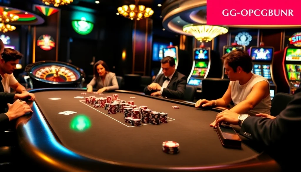 Engaging players at a poker table celebrating their wins at https://gg88.guru/ with vibrant chips and cards.
