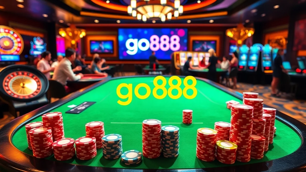 Experience the excitement of gambling at go88 with colorful poker chips and thrilling game tables.