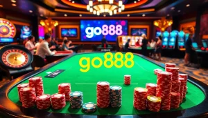 Experience the excitement of gambling at go88 with colorful poker chips and thrilling game tables.
