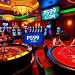 Engaged players at stylish PS99 COM casino table games featuring roulette and poker action.