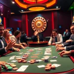 Players enjoying a thrilling poker game at 89bet's luxurious casino table.