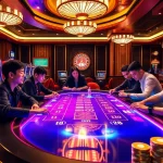 W88 online casino scene showcasing vibrant gaming tables, players celebrating wins, and luxurious ambiance.