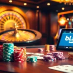 Players strategizing at a luxury casino table, featuring stacked chips and the logo https://bl555.training/ prominently.