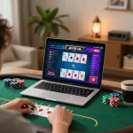 Enjoying live poker gameplay at home via s8.com, immersed in strategic decision-making.
