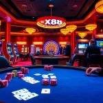 X88 casino scene with vibrant poker table and exciting gameplay elements.