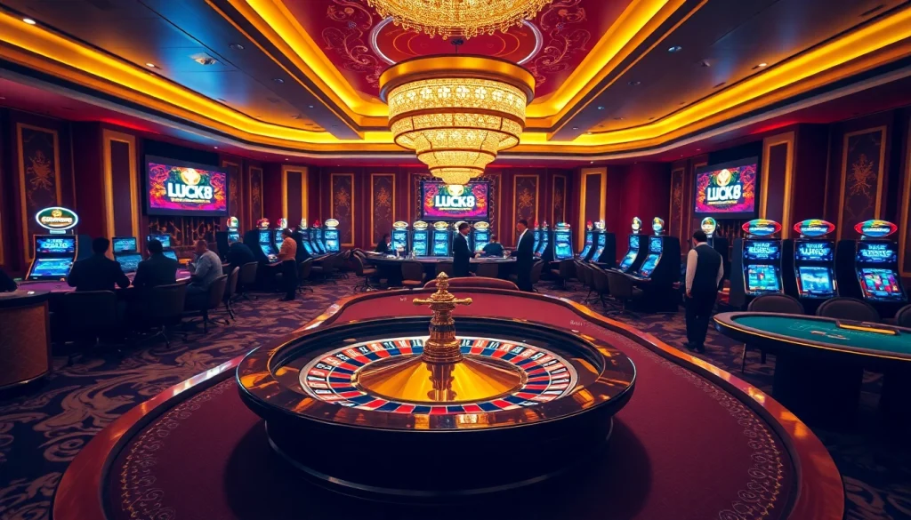 LUCK8 offers a vibrant casino scene with exciting gameplay at roulette and poker tables.