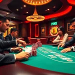 Players engaged in a thrilling poker game at https://tg88-casino.com/, surrounded by luxurious casino elements.