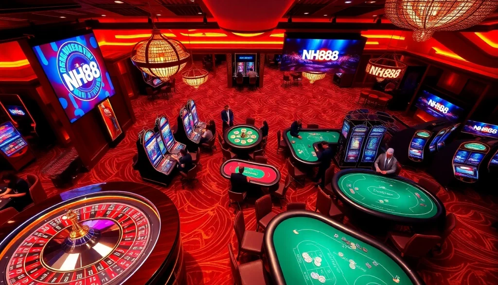 Players enjoying thrilling games at NH88 casino, experiencing luxury and excitement.