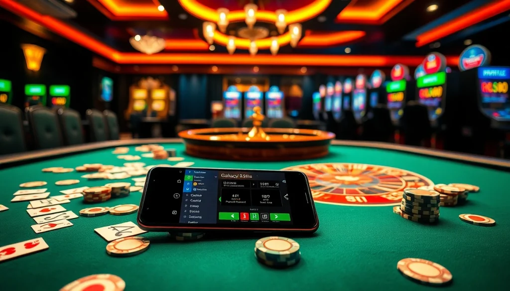 S8 mobile displayed on a poker table during an exciting casino gaming session.