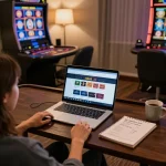 Person gaming on HB88 platform with laptop in cozy home setting