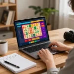 Engaging in online lottery gameplay at home with NK88 on the laptop