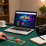 Engaging ok365 online casino gaming setup with strategy notes and poker interface.