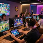 Players enjoying thrilling games on Sunwin's online platform with vibrant visuals and engaging atmosphere.