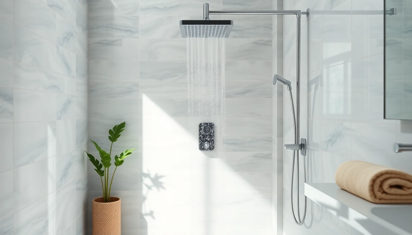 Showcase of a modern shower uk installation with flowing water and stylish design.