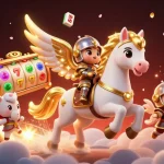 Win big and play at topbet, featuring a magical scene with a celestial horse and jackpot reels.