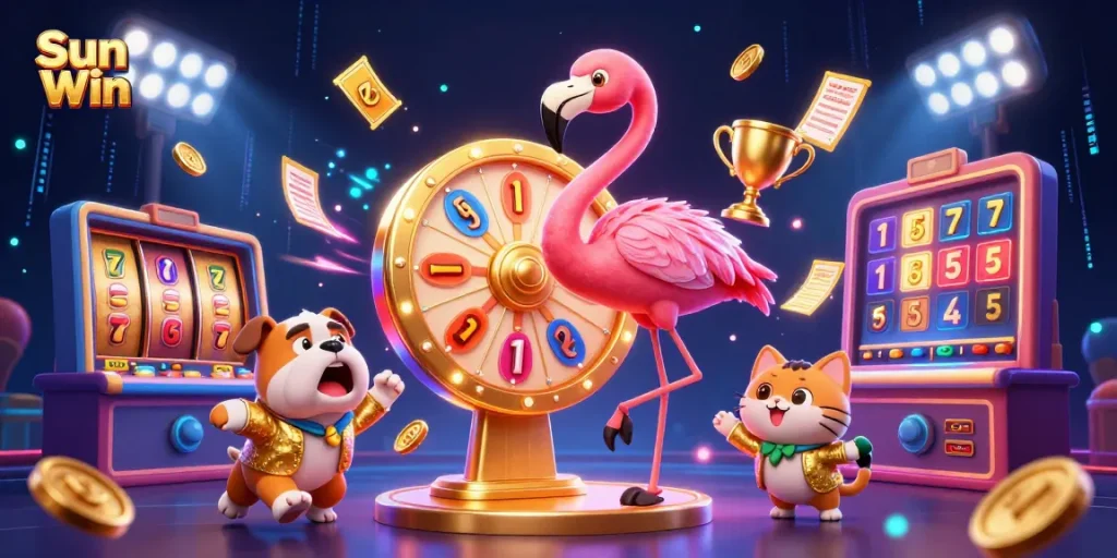 Spin to win at Sun Win and enjoy thrilling casino excitement with vibrant characters!