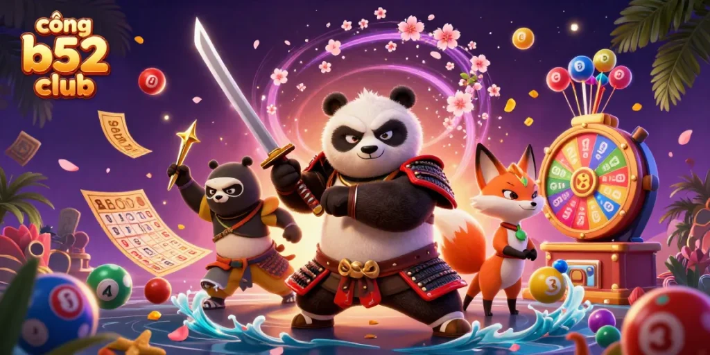 Cổng b52 club showcases dazzling 3D characters and dynamic casino elements, inviting players to join exciting games.