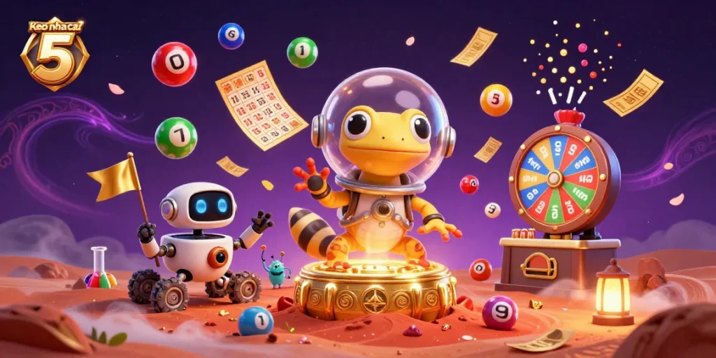 Engage with Keo nha cai 5 as the Martian gecko unearths a golden casino amidst playful elements of chance.