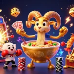 Join the slot depo 5000 experience with thrilling wins and dynamic gameplay in this vibrant casino illustration.