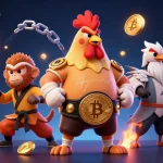 Engage with sunwin20 in a vibrant 3D casino scene with symbolic crypto elements.