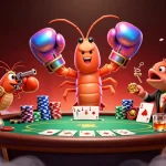 Engage in thrilling poker action with Top Game featuring animated shrimp characters and vibrant casino elements